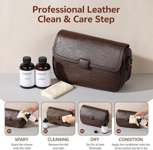 All in one Leather Cleaning Kit,Leather Cleaner and Leather Conditioner,Leather Care kit for Bag,Car seat,Restore Shine,Softens,Removes Stains,Leather Purse Cleaner,Leather Luster in Saudi Arabia