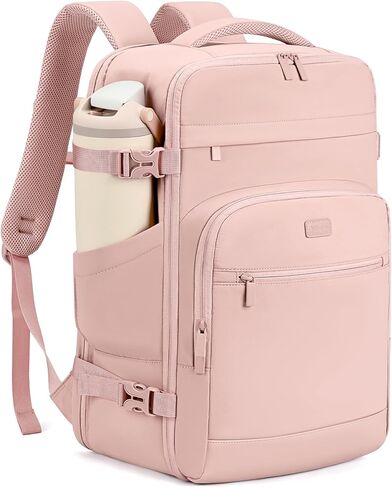 mibasies 30L Travel Backpack for Women & Men: Flight Approved Carry On Backpack, TSA Personal Item Bag with Water Bottle Pocket, Weekender Essentials Backpacks fits 15.6" Laptop - Pink in Saudi Arabia