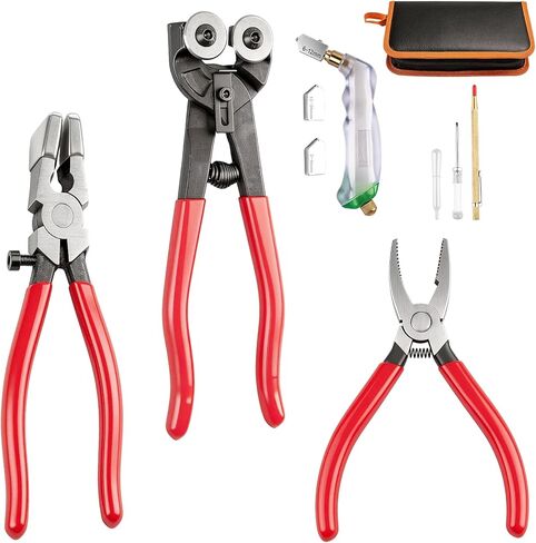 Glass Cutter, Upgrade Stained Glass Breaking Pliers, 2-20MM Glass Cutter Kit, Heavy Duty Glass Cutting Tool for Stained Glass, Tiles, Mosaics Cutting and Breaking in Saudi Arabia