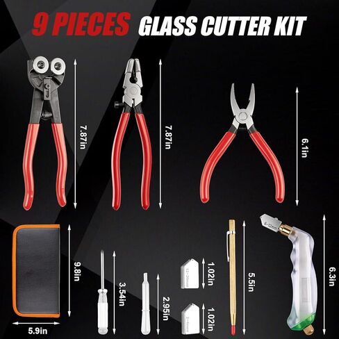 Glass Cutter, Upgrade Stained Glass Breaking Pliers, 2-20MM Glass Cutter Kit, Heavy Duty Glass Cutting Tool for Stained Glass, Tiles, Mosaics Cutting and Breaking in Saudi Arabia
