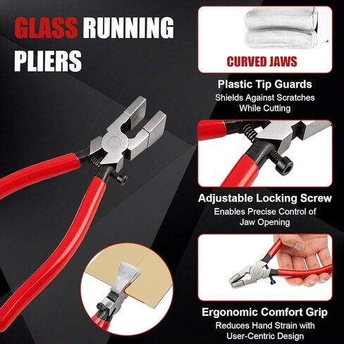 Glass Cutter, Upgrade Stained Glass Breaking Pliers, 2-20MM Glass Cutter Kit, Heavy Duty Glass Cutting Tool for Stained Glass, Tiles, Mosaics Cutting and Breaking in Saudi Arabia