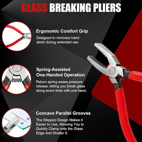 Glass Cutter, Upgrade Stained Glass Breaking Pliers, 2-20MM Glass Cutter Kit, Heavy Duty Glass Cutting Tool for Stained Glass, Tiles, Mosaics Cutting and Breaking in Saudi Arabia