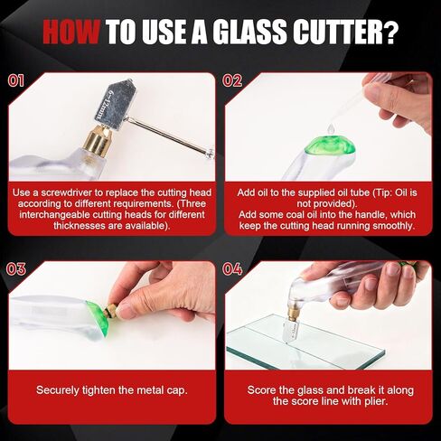 Glass Cutter, Upgrade Stained Glass Breaking Pliers, 2-20MM Glass Cutter Kit, Heavy Duty Glass Cutting Tool for Stained Glass, Tiles, Mosaics Cutting and Breaking in Saudi Arabia