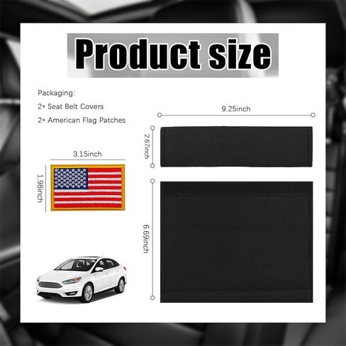 2PCS Car Seat Belt Covers Pad with American Flag Patch,Soft Plush Car Seatbelt Covers for Relieving Shoulder Pressure,Universal Seatbelt Cushion Cars Interior Accessories in Kuwait