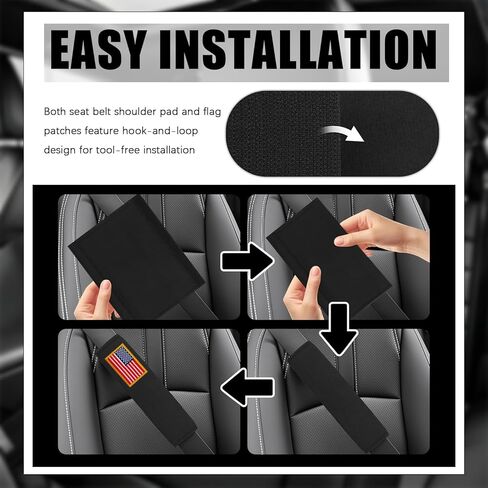 2PCS Car Seat Belt Covers Pad with American Flag Patch,Soft Plush Car Seatbelt Covers for Relieving Shoulder Pressure,Universal Seatbelt Cushion Cars Interior Accessories in Kuwait