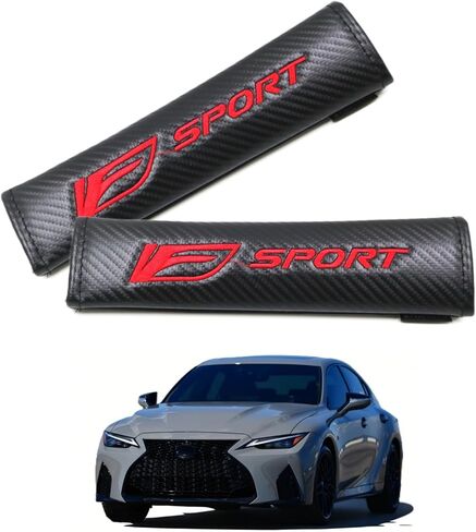 KAELTHAS 2 قطعة وسادة غطاء حزام مقعد السيارة متوافقة مع F-Sport IS250 IS300 IS350 IS500 مظهر من ألياف الكربون غطاء حزام مقعد السيارة وسائد حزام مريحة للقيادة وإكسسوارات داخلية in Kuwait