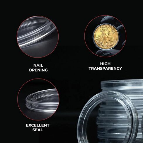 حامل عملات Air-Tite H$5ML 25ct حامل عملات معدنية/كبسولات عملات معدنية - حماية وعرض العملات المعدنية مقاس 38 مم، مناسب مباشرة للعملات المعدنية مقاس 38 مم وورقة القيقب الفضية الكندية، حماية واضحة ومتينة in Kuwait