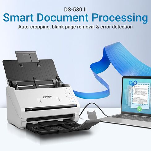 ماسح ضوئي مزدوج اللون DS-530II - ماسح ضوئي للمستندات بحجم كبير 35PPM/70IPM مع وحدة تغذية المستندات التلقائية سعة 50 ورقة، ماسح ضوئي لسطح المكتب لأجهزة الكمبيوتر الشخصية Mac، متوافق مع TwainISIS، فاتورة إيصال بطاقة العمل in Kuwait