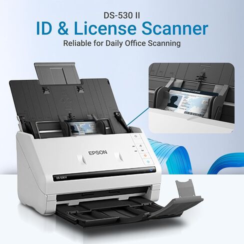 ماسح ضوئي مزدوج اللون DS-530II - ماسح ضوئي للمستندات بحجم كبير 35PPM/70IPM مع وحدة تغذية المستندات التلقائية سعة 50 ورقة، ماسح ضوئي لسطح المكتب لأجهزة الكمبيوتر الشخصية Mac، متوافق مع TwainISIS، فاتورة إيصال بطاقة العمل in Kuwait