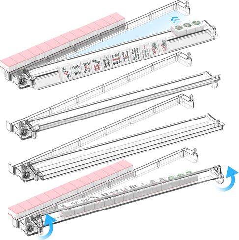 RESOVO Mahjong Racks with Pushers 4 Pack, Flip to Win-Latest Upgraded Feature, Acrylic Crystal Clear Mah Jongg Tiles Stand Holder Tray, Table Game Sets Gifts, American Mahjong Accessories Supplies in Saudi Arabia
