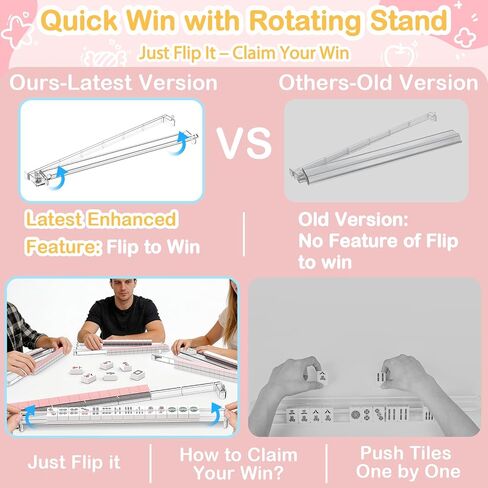 RESOVO Mahjong Racks with Pushers 4 Pack, Flip to Win-Latest Upgraded Feature, Acrylic Crystal Clear Mah Jongg Tiles Stand Holder Tray, Table Game Sets Gifts, American Mahjong Accessories Supplies in Saudi Arabia