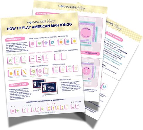 American Mahjong Basics Visual Guide, Laminated Guide, Tile Overview, Charleston Helper, General Rules + Strategies in Saudi Arabia