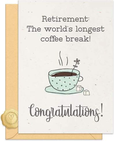 Retirement Card for Women Coworkers Friends, The World's Longest Coffee Break, with Envelope Sticker in Saudi Arabia