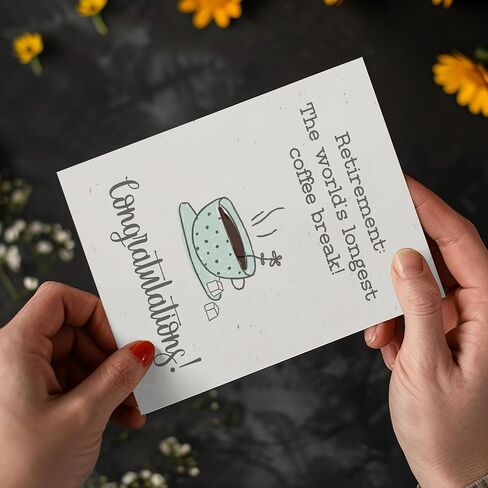 Retirement Card for Women Coworkers Friends, The World's Longest Coffee Break, with Envelope Sticker in Saudi Arabia