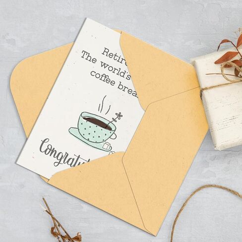 Retirement Card for Women Coworkers Friends, The World's Longest Coffee Break, with Envelope Sticker in Saudi Arabia
