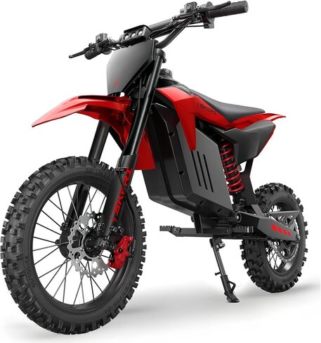 Skeri Electric Dirt Bike for Adults & Teens, 14"/12" Fat Tire 3200W Motor 37MPH Off-Road EBike, 48V 21Ah Battery Hydraulic Disc Brakes Dual Suspension IPX5 Waterproof, Fit for Age 13+ -Racing Red in Saudi Arabia