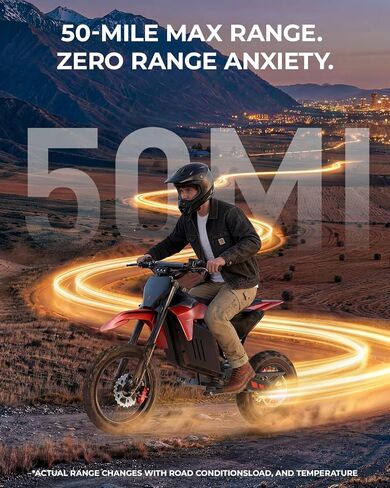 Skeri Electric Dirt Bike for Adults & Teens, 14"/12" Fat Tire 3200W Motor 37MPH Off-Road EBike, 48V 21Ah Battery Hydraulic Disc Brakes Dual Suspension IPX5 Waterproof, Fit for Age 13+ -Racing Red in Saudi Arabia