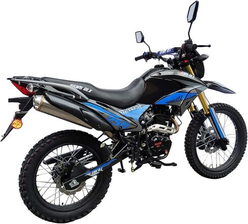 HHH Hawk DLX 250 EFI Fuel Injection 250cc Endure Dirt Bike, Street Motorcycle, 5 Speed Bike Hawk Deluxe Street Bike (Blue) - Extra Large in Saudi Arabia
