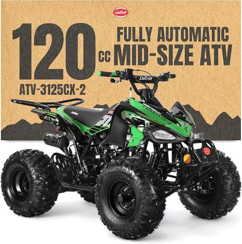 Coolster 125cc 4 Wheeler ATV Quad للبالغين، أزرق - مركبة رياضية تعمل بالغاز مع ناقل حركة أوتوماتيكي، عكس، عجلات وإطارات كبيرة الحجم، مصباح أمامي LED، ATV-3125CX-2 in Kuwait