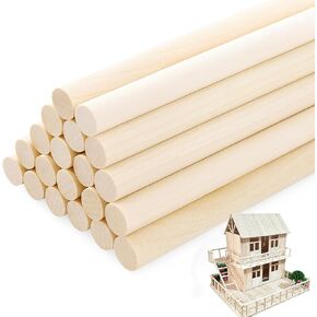 Santoy 20 PCS Wooden Dowel Rods – 3/8 x 15 Inch Round Unfinished Hardwood Sticks for Crafts, DIY Projects, Cake Support, Wedding Ribbon Wands & Art Supplies in Saudi Arabia