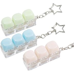 3 pcs Keyboard Fidget Toys, Keyboard Clicker Fidget SensoryToy for Adults,Fidget Clicker ButtonToy, Fidget Keyboard Keychain for Adults Relieve Stress and Anxiety(blue green white Keyboard Fidget Toy) in Saudi Arabia