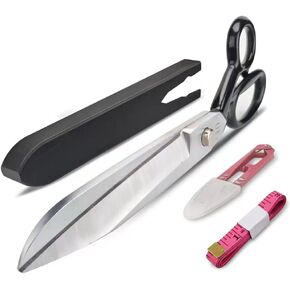 Professional Thickened Heavy-Duty Fabric Scissors, 10" Stainless Steel Tailor Sewing Scissors, Precision Blade With Protective Cover, For Leather, Denim, Cloth.etc(10-Inch (6 mm thickened blade)) in Saudi Arabia