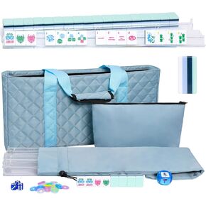 مجموعة Jongyance American Mahjong (4 طبقات) مع حقيبة حمل زرقاء، 160 بلاط أكريليك منقوش، 4 رفوف/دافعات الكل في واحد، مجموعة بلاط Mahjong (Ma Jong، Mah-Jongg، Majiang) in Kuwait