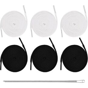 12Pcs Cotton Drawstring Cords Replacement 59Inch Flat Hoodie Strings with Easy Threader Drawstring Replacement,for Hoodies Shorts Sweatpants Jackets Pants Trunks Coats in Kuwait