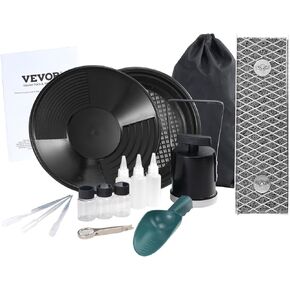 طقم تنظيف الذهب من VEVOR Mini Sluice Box، معدات تعدين الذهب من سبائك الألومنيوم مقاس 12 بوصة، طقم التنقيب عن الذهب 16 قطعة مع مقلاة ذهبية، شاشة مصنف، مغناطيس منفصل، حقيبة ظهر برباط والمزيد in Kuwait