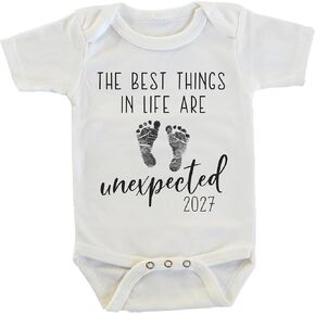 Witty and Bitty The Best Things in Life Are Unexpected Pregnancy Reveal Announcement Onesie/Bodysuit in Kuwait