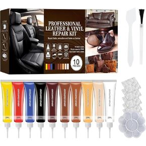 RQB Leather Repair Kit – 10-Color DIY Leather & Vinyl Repair for Furniture, Car Seats, Jackets, Bags & Shoes – Easy Color Match, Complete Tools Included in Saudi Arabia