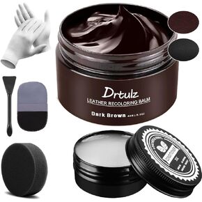 Black Leather Recoloring Balm, Leather Color Restorer Conditioner, Leather Repair Kits for Vinyl Furniture, Sofa, Car Seats, Shoes - Repair Leather Color on Faded & Scratched Leather Couches in Saudi Arabia