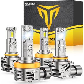 FAHREN H11/H8/H9 & 9005/HB3 Light Bulbs, 100000LM 1000% Super Brighter, 1:1 Design Plug N Play, 6500K Cool White, IP68 Waterproof, 80000Hrs Long Life with Cooling Fan, Pack of 4 Tail Light Lenses. in Saudi Arabia