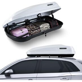 Hard Shell Roof Cargo Carrier, 14 Cubic Feet Black Roof Box with Security Keys, Weatherproof Storage for Travel, Tool-Free Installation, Durable ABS Material, 63" L x 33" W x 14" H in Kuwait