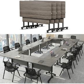 6 Pack Conference Table, Folding Conference Room Tables with Wheels,Modern Meeting Table,Flip Top Mobile Training Table for Office, Classroom in Saudi Arabia