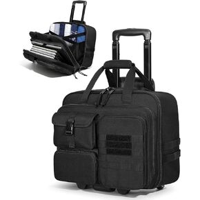 Rolling Tactical Messenger Bag, 17.3 Inch Briefcase with Wheels for Men, Wheeled Military Laptop Bag for Work Commute Flight, Black in Saudi Arabia