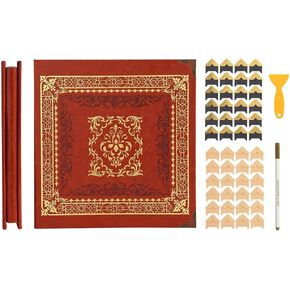 Photo Album 4x6 Pictures Leather Photo Album Scrapbook Vintage 40 Sheets DIY Self Adhesive Pages Memory Book for Wedding with Metal Pen and Plastic Board，Deep Brown in Kuwait