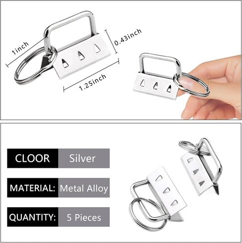 5pcs Key Fob Hardware Set 1.25" Zinc Alloy with Split Rings Ergonomic Pliers for DIY Keychain Wristlet Lanyard & Bag Accessories in Saudi Arabia