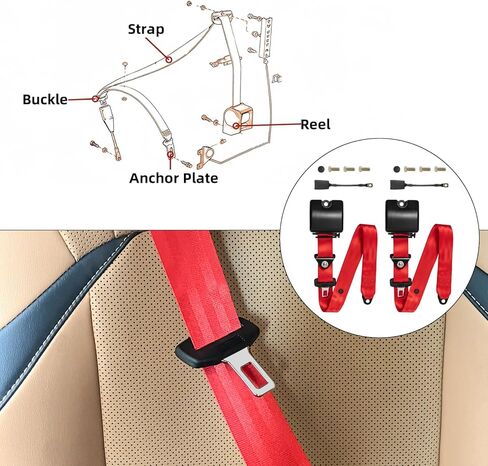 2 Pack 3 Pt Adjustable Retractable Straps Pads Universal Replacement Set for Go Kart, Golf Cart, UTV, VR, Pickup, Truck Modification Seatbelt Protective Covers Kit in Saudi Arabia