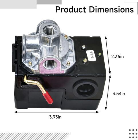 Air Compressor Pressure Switch 135-175 PSI 4-Port 20 AMP, 9 PCS Air Compressor Pressure Switch Set, Includes Accurate Pressure Gauge & Safety Relief Valve, Automatic On/Off Control in Saudi Arabia