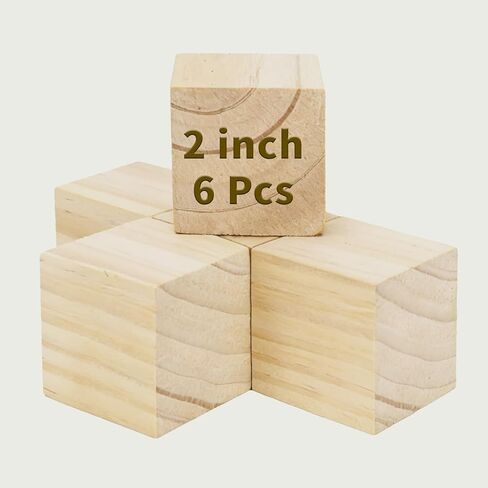 6 Pack Wooden Cubes Wood Block Unfinished Square Blocks 2 Inch in Saudi Arabia