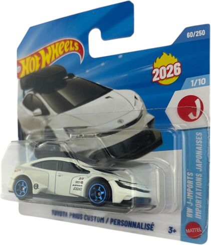 عجلات ساخنة تويوتا بريوس مخصصة [أبيض] J-Imports 1/10، 60/250، جديد لعام 2026! لعبة سيارة مصبوبة بمقياس 1:64 in Saudi Arabia