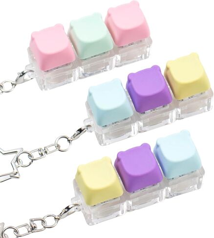 3 pcs Keyboard Fidget Toys, Keyboard Clicker Fidget SensoryToy for Adults,Fidget Clicker ButtonToy, Fidget Keyboard Keychain for Adults Relieve Stress and Anxiety(blue green white Keyboard Fidget Toy) in Saudi Arabia