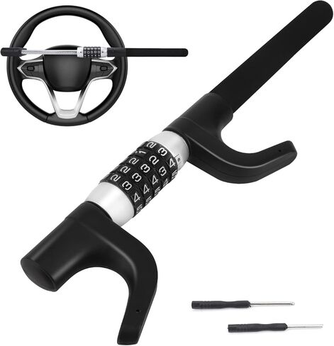 Steering Wheel Lock Anti-Theft Device, High Security 5-Digit Password Vehicle Lock, Heavy Duty Adjustable Steering Wheel Lock for Car Truck Van SUV, 2-Year Warranty in Saudi Arabia