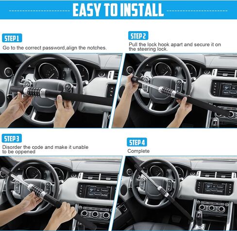 Steering Wheel Lock Anti-Theft Device, High Security 5-Digit Password Vehicle Lock, Heavy Duty Adjustable Steering Wheel Lock for Car Truck Van SUV, 2-Year Warranty in Saudi Arabia