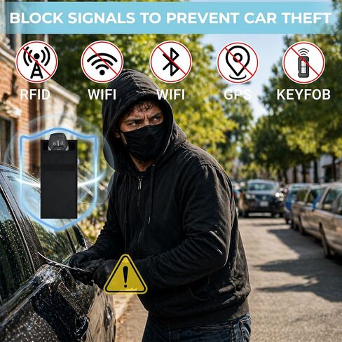 Faraday Bags for Car Keys, RFID Shielding Signal Blocker Pouch, Key Fob Protector, Anti-Theft EMF Protection for Car Key, GPS (Black) in Saudi Arabia