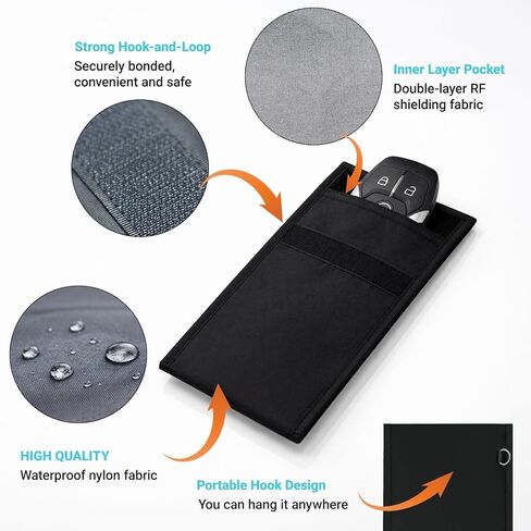 Faraday Bags for Car Keys, RFID Shielding Signal Blocker Pouch, Key Fob Protector, Anti-Theft EMF Protection for Car Key, GPS (Black) in Saudi Arabia
