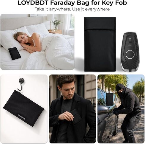 Faraday Bags for Car Keys, RFID Shielding Signal Blocker Pouch, Key Fob Protector, Anti-Theft EMF Protection for Car Key, GPS (Black) in Saudi Arabia