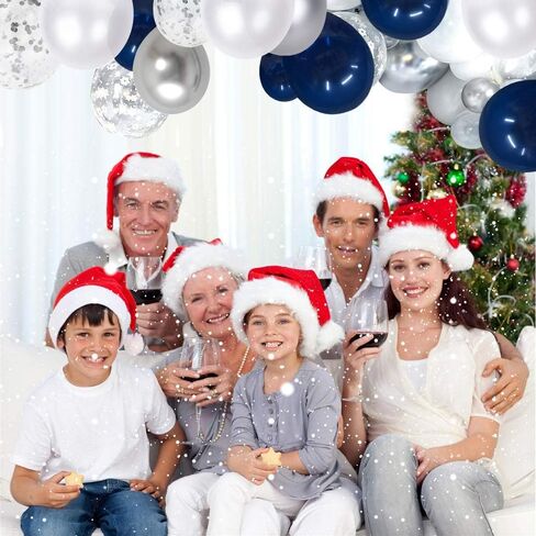 Navy Blue and Silver Confetti Balloons 50 pcs, 12 inch White Pearl and Silver Metallic Chrome Party Balloons for 2026 Graduation Party Decorations in Saudi Arabia