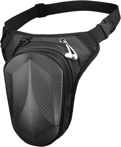 Thigh Bag, Motorcycle Leg Bag with Hard Front Shell, Water-Resistant Riding Leg Bag for Men and Women, Adjustable Waist & Leg Straps, Multi-Pocket Storage for Daily Riding, Matte Black in Saudi Arabia